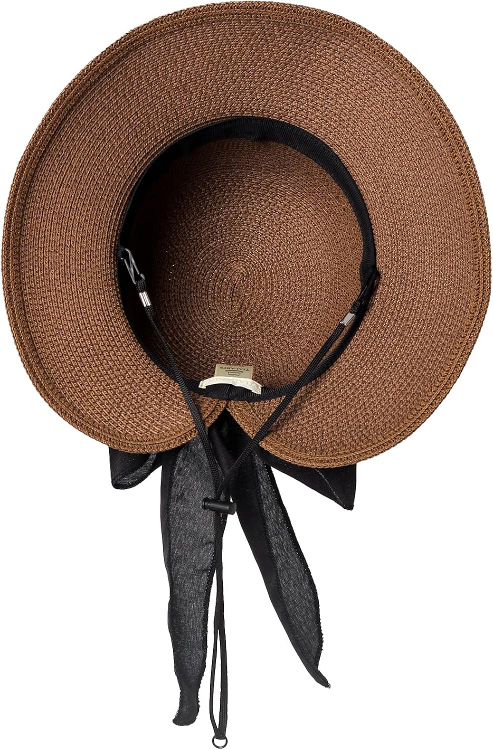 upf 女士巴拿马马尾辫发髻马尾辫帽纯色沙滩太阳帽, ac-coffee, 中号